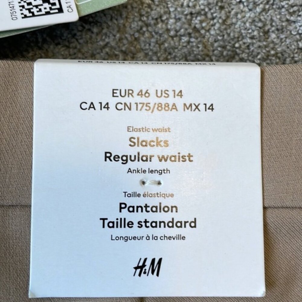 NWT H&M Beige Slacks Ankle Length - Size 14 - Picture 4 of 5